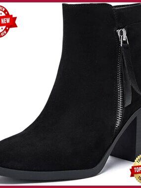 Ankle Boots Low Chunky Heeled Booties Casual Comfortable Fall Winter Pointed